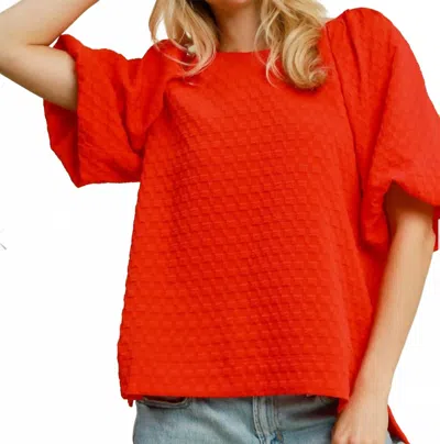 Umgee Jacquard Round Neck Top In Red