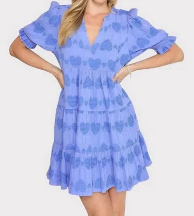 Umgee Jacquard Tiered Mini Dress In Peri Blue
