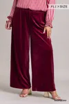 Umgee Julie Velvet Trouser Pants In Burgundy In White