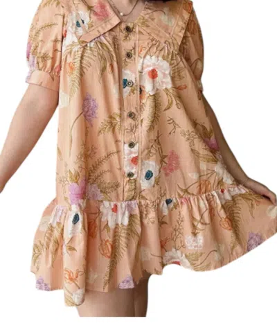 Umgee Keen Mini Dress In Peachy In Brown