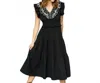 Umgee Embroidered Tiered Midi Dress In Black In Black