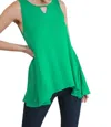 Umgee Keyhole Sleeveless Top In Green In Green