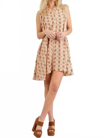 Umgee Keyhole Swing Dress In Taupe Mix In Multi
