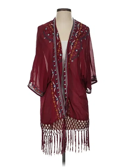 Pre-owned Umgee Kimono In Burgundy