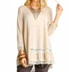 Umgee Lace Detail Top In Taupe In White