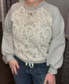 Umgee Lace Dream Pullover In Heather Grey In Grey