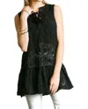 Umgee Lace Up Sleeveless Lace Tunic In Black In Black
