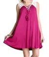 Umgee Lace Up Tassel Tie Dress In Berry In Pink