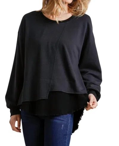 Umgee Layered Frayed Hem Top In Black
