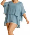 Umgee Layered Tunic Top - Plus In Light Blue In Blue
