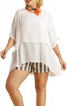 Umgee Layered Tunic Top - Plus In Off White In White