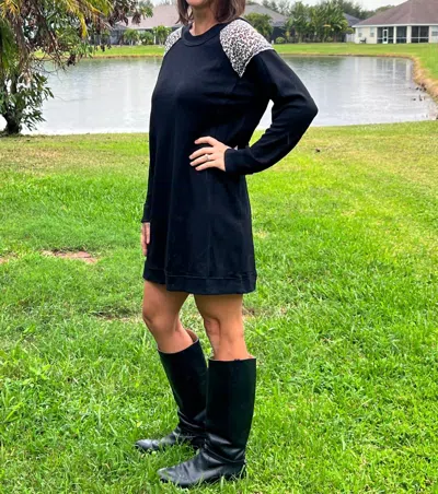 Umgee Leaping Leopards Dress In Black