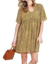 Umgee Leopard Babydoll Dress In Honey In Gold