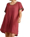 Umgee Leopard Back Waffle Knit Dress In Red Clay