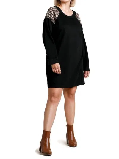 Umgee Leopard Detail Dress In Black