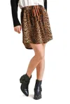 Umgee Leopard Drawstring Skirt In Camel In Multi