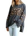 Umgee Leopard High Low Top In Charcoal