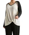 Umgee Leopard Knot Top In Oatmeal/black In Multi