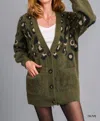 UMGEE LEOPARD PRINT CARDIGAN IN OLIVE