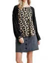 Umgee Leopard Print Long Sleeve Top In Black