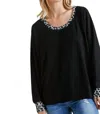 Umgee Leopard Print Trimmed Top In Black In Black