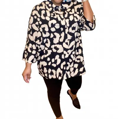 Umgee Leopard Tiered Top In Black In Multi