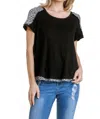 Umgee Leopard Trim Top In Black In Black