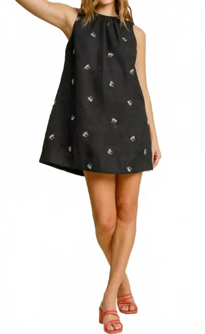Umgee Lightweight Tweed Mini Dress In Black