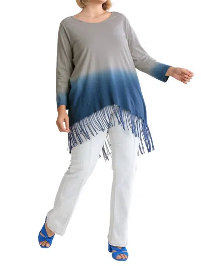 Umgee Linen Blend Dip Dye Top -plus In Grey