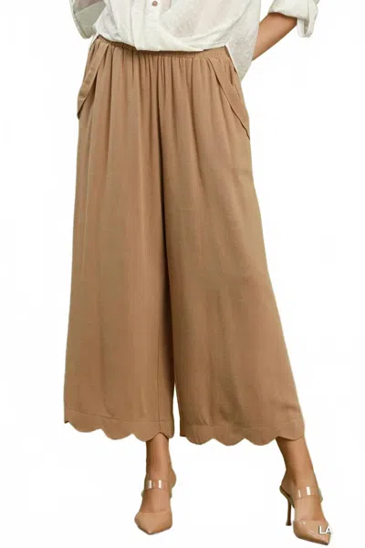 Umgee Linen Blend Pant In Latte In Multi