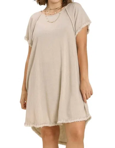 Umgee Linen Fringe Dress - Plus In Oatmeal In Neutral