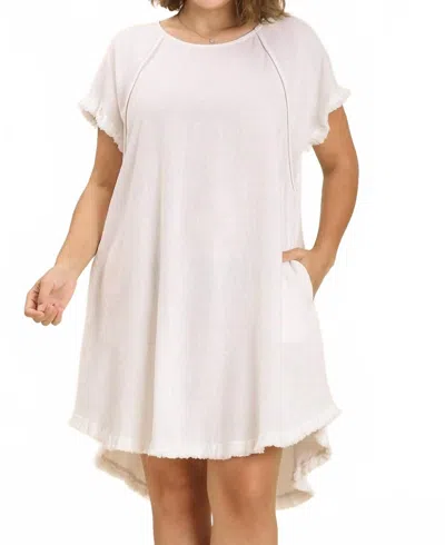 Umgee Linen Fringe Dress - Plus In Off White