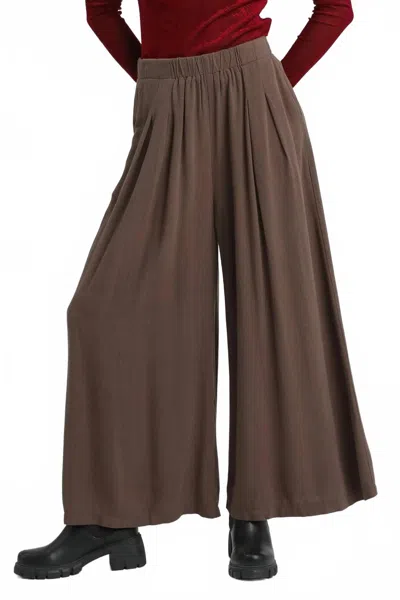 Umgee Linen High-waisted Wide Leg Palazzo Pants In Brown
