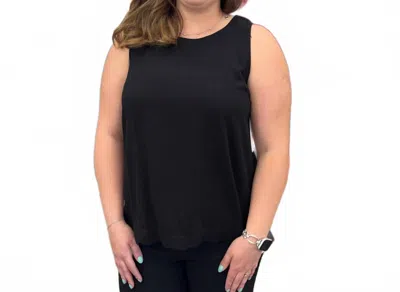 Umgee Linen Scallop Hem Sleeveless Top In Black