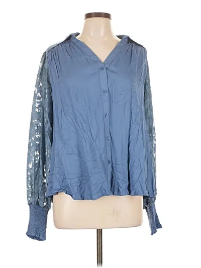 Pre-owned Umgee Long Sleeve Blouse In Blue