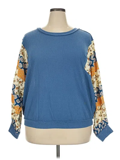 Pre-owned Umgee Long Sleeve Blouse In Blue