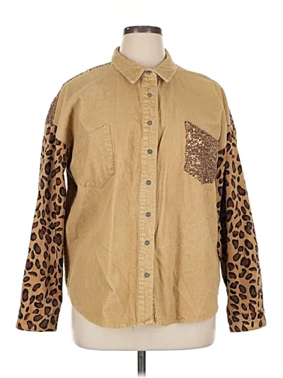 Pre-owned Umgee Long Sleeve Blouse In Brown