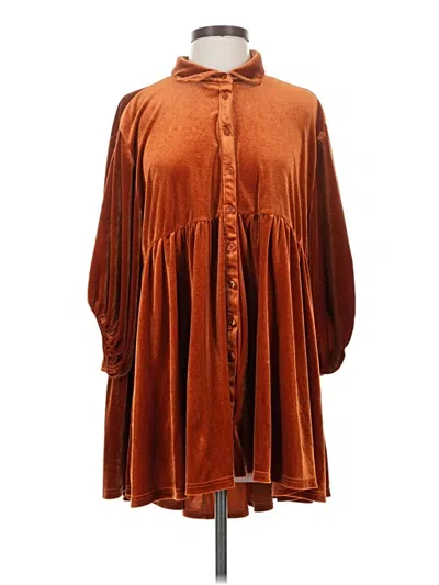 Pre-owned Umgee Long Sleeve Blouse In Brown