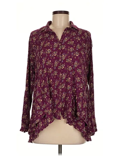 Pre-owned Umgee Long Sleeve Blouse In Burgundy