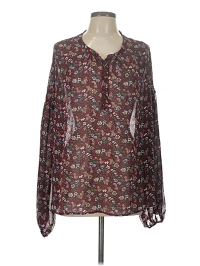 Pre-owned Umgee Long Sleeve Blouse In Burgundy