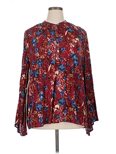 Pre-owned Umgee Long Sleeve Blouse In Burgundy