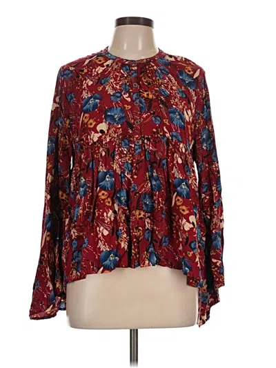 Pre-owned Umgee Long Sleeve Blouse In Burgundy