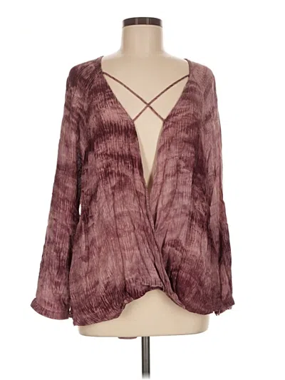 Pre-owned Umgee Long Sleeve Blouse In Burgundy