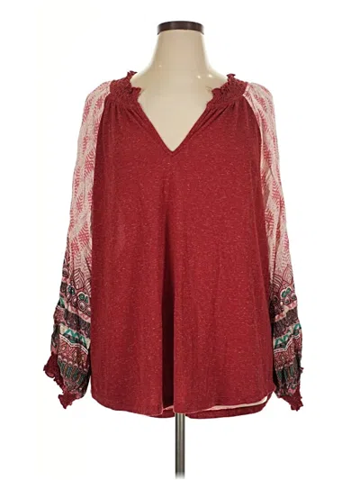 Pre-owned Umgee Long Sleeve Blouse In Burgundy