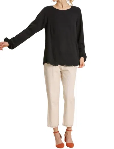 Umgee Long Sleeve Linen Top In Black