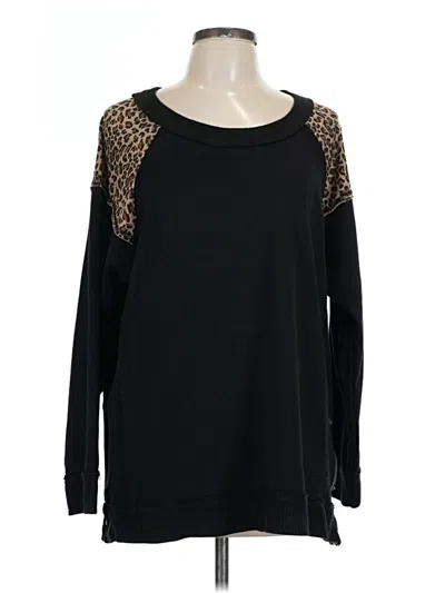 Pre-owned Umgee Long Sleeve Top Black Crew Neck Tops