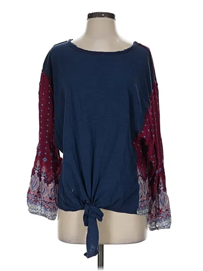 Pre-owned Umgee Long Sleeve Top Blue Boatneck Tops