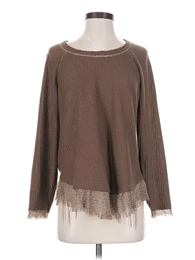 Pre-owned Umgee Long Sleeve Top Brown Boatneck Tops