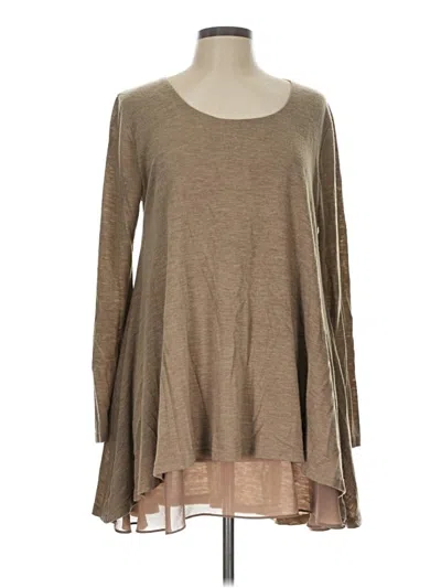 Pre-owned Umgee Long Sleeve Top Brown Scoop Neck Tops