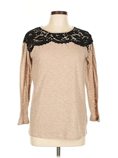 Pre-owned Umgee Long Sleeve Top Tan Crew Neck Tops In Brown